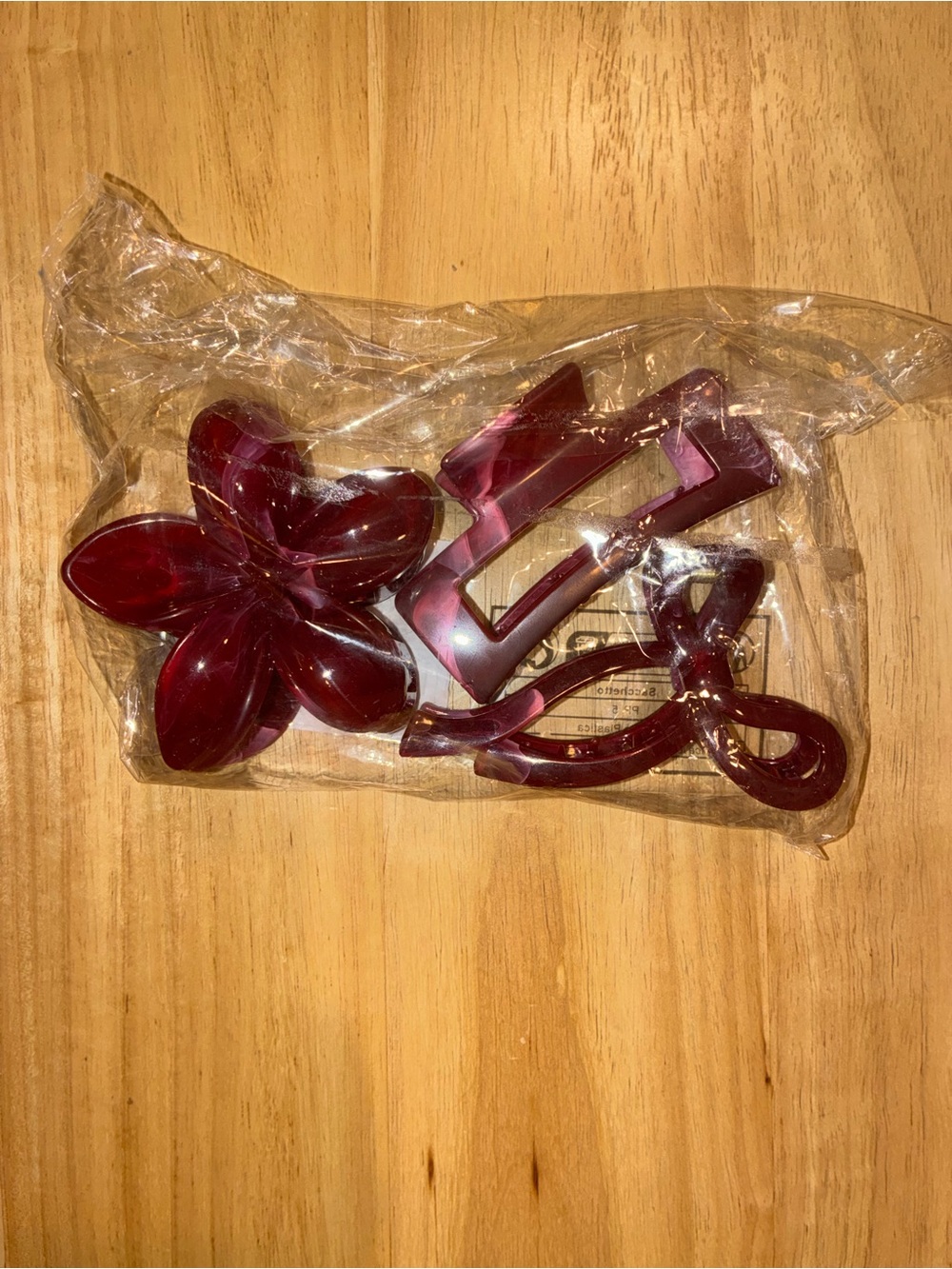 Stradivarius Burgundy Marbled Claw Clip Set (Pack of 3) - NIP - Picture 2 of 4